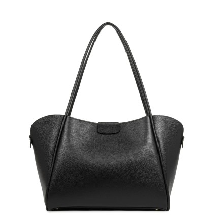 TRÉS GRAND SAC CABAS ÉPAULE IDA DOUBLE NOIR IN NUDE LANCASTER