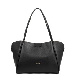TRÉS GRAND SAC CABAS ÉPAULE IDA DOUBLE NOIR IN NUDE LANCASTER
