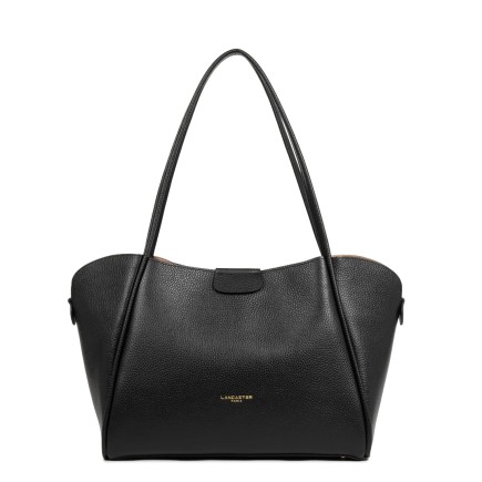 TRÉS GRAND SAC CABAS ÉPAULE IDA DOUBLE NOIR IN NUDE LANCASTER