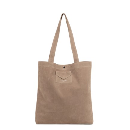 SAC CABAS ÉPAULE SUÉDINE KBA BEIGE FONCÉ LANCASTER