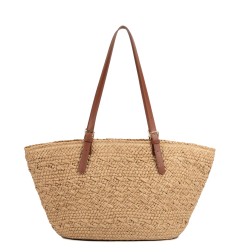 GRAND SAC CABAS ÉPAULE LE PANIER COGNAC LANCASTER