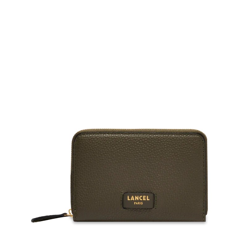 PETIT PORTEFEUILLE ZIPPÉ NINON KAKI FONCÉ LANCEL