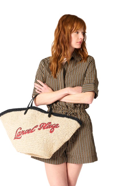 SAC CABAS DOUBLE PORTÉ SUMMER MANIA DE LANCEL NATUREL/NOIR