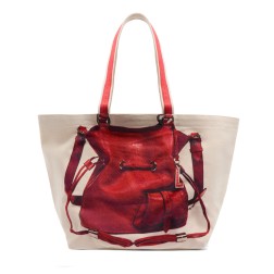 SAC CABAS MY FLIRT 150Y NATUREL/ROUGE LANCEL