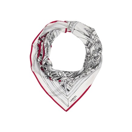 CARRÉ DE SOIE 90CM PARIS À LA FENÉTRE LANCEL MULTICO BLANC
