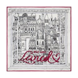 CARRÉ DE SOIE 90CM PARIS À LA FENÉTRE LANCEL MULTICO BLANC