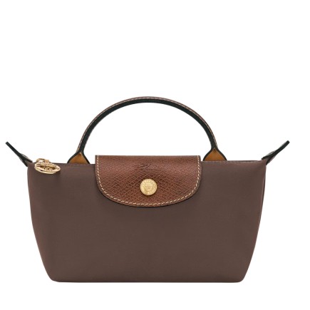 LONGCHAMP LE PLIAGE ORIGINAL TROUSSE COSMÉTIQUE AVEC POIGNÉE MOKA