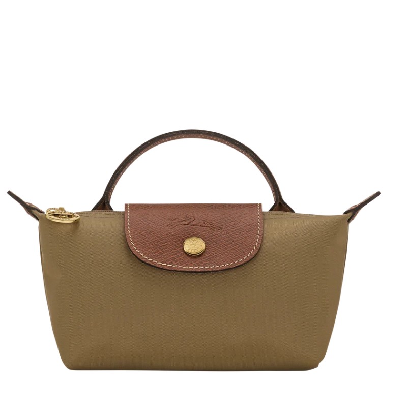 LONGCHAMP LE PLIAGE ORIGINAL TROUSSE COSMÉTIQUE AVEC POIGNÉE OLIVE