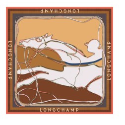 CARRÉ DE SOIE 90CM LONGCHAMP À TOUTE ALLURE COGNAC
