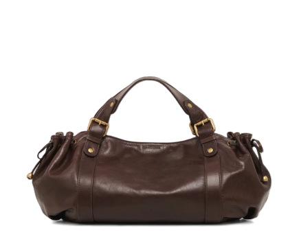 SAC EN CUIR VACHETTE EFFET FROISSÉ LE 24 H MARRON DAREL