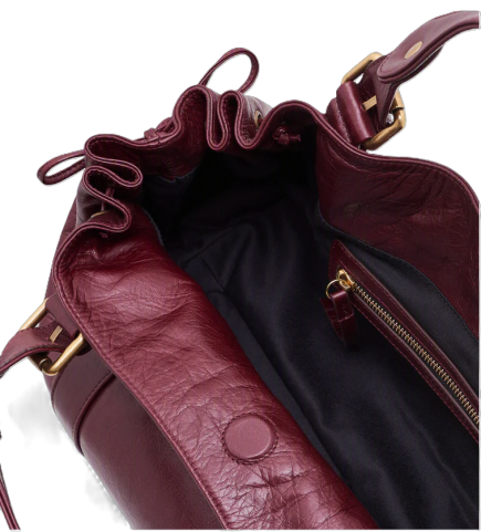 SAC EN CUIR VACHETTE EFFET FROISSÉ LE 24 H BORDEAUX DAREL