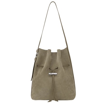 LONGCHAMP LE ROSEAU COULISSE NUBUCK SAC PORTÉ ÉPAULE M LICHEN