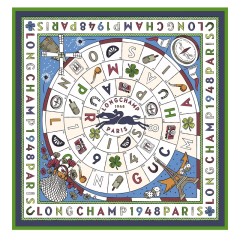 CARRÉ DE SOIE 90CM LE JEU DE CHEVAL LONGCHAMP AZUR