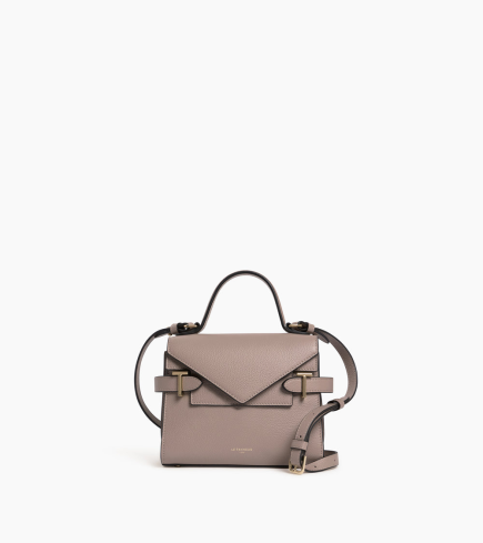 PETIT SAC À MAIN DOUBLE RABAT ÉMILIE GRIS FOSSILE LE TANNEUR