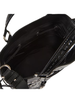SAC SEAU À OEILLETS EN CUIR VERNIS 150Y NOIR LANCEL